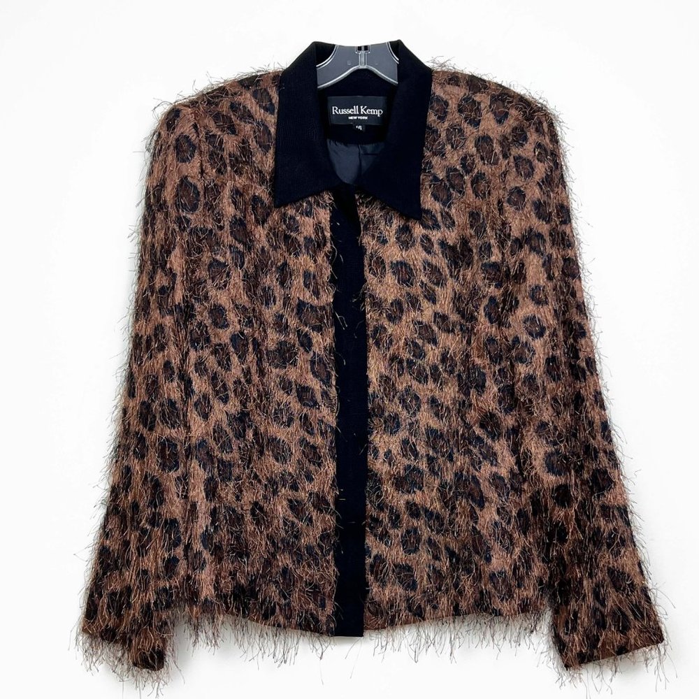 Festive Russell Kemp Animal Print Eyelash Jacket with Lining and Hidden …